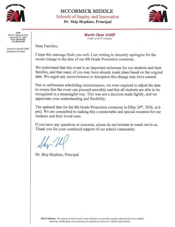 8th Grade Promotion Letter Update