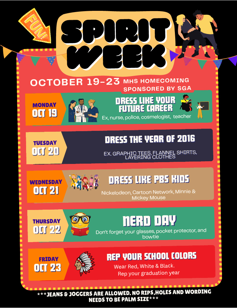 Homecoming spirit week Oct 19-23-2026