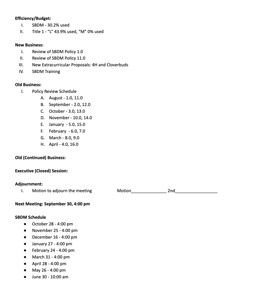 sbdm agenda 8-25