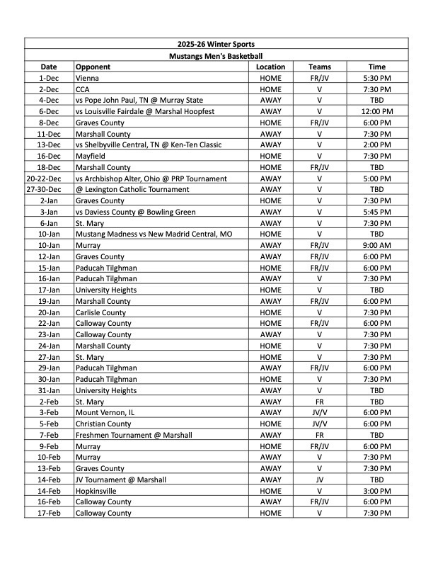 25-26 Winter Pocket Schedules  - Boys BBall