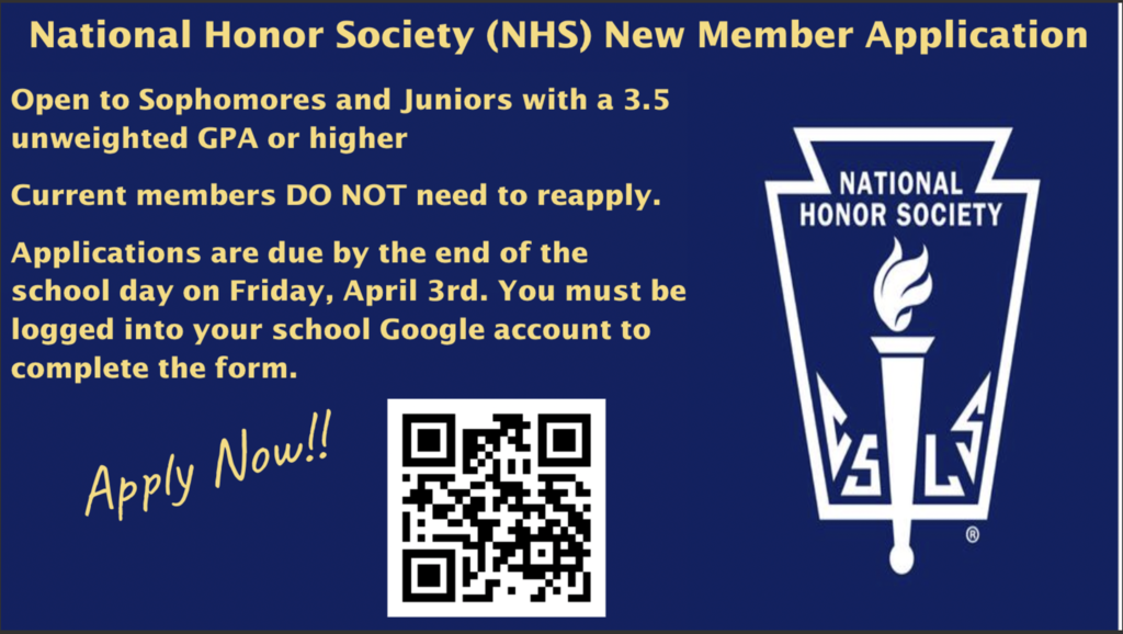 National Honors Society New Member Application Information