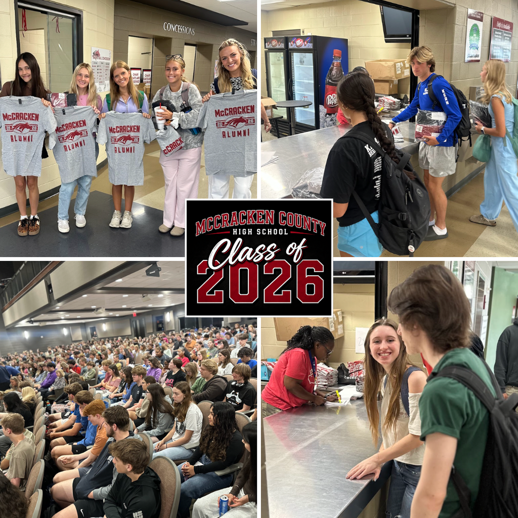 Seniors met this morning for important end-of-year info, picked up their caps & gowns and Senior/Alumni shirts, then celebrated outside with a sweet treat from Red's Donut Shop