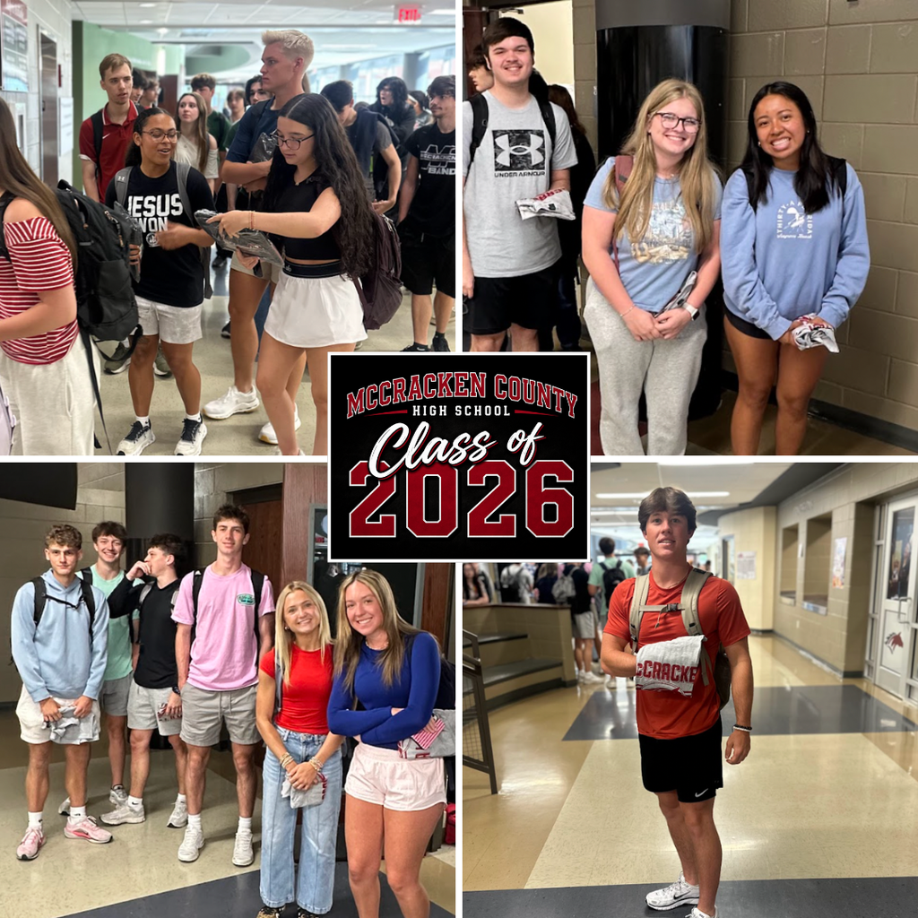Seniors met this morning for important end-of-year info, picked up their caps & gowns and Senior/Alumni shirts, then celebrated outside with a sweet treat from Red's Donut Shop