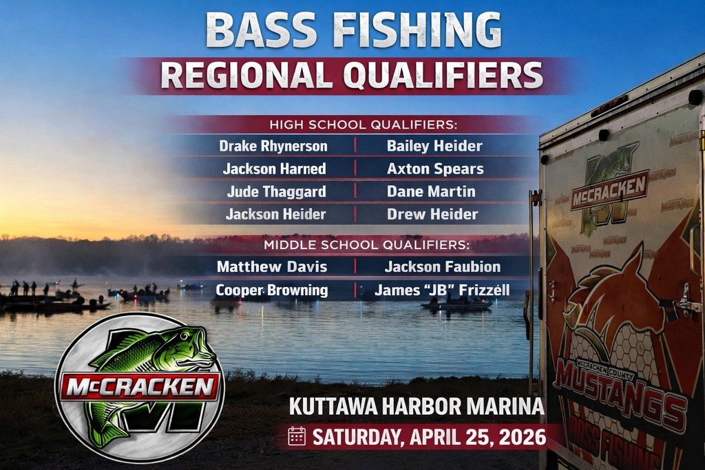 🎣 The McCracken County High School Bass Fishing Team is set to compete at Regionals this weekend! Wishing our anglers the best of luck as they hit the water and represent MCHS. 
