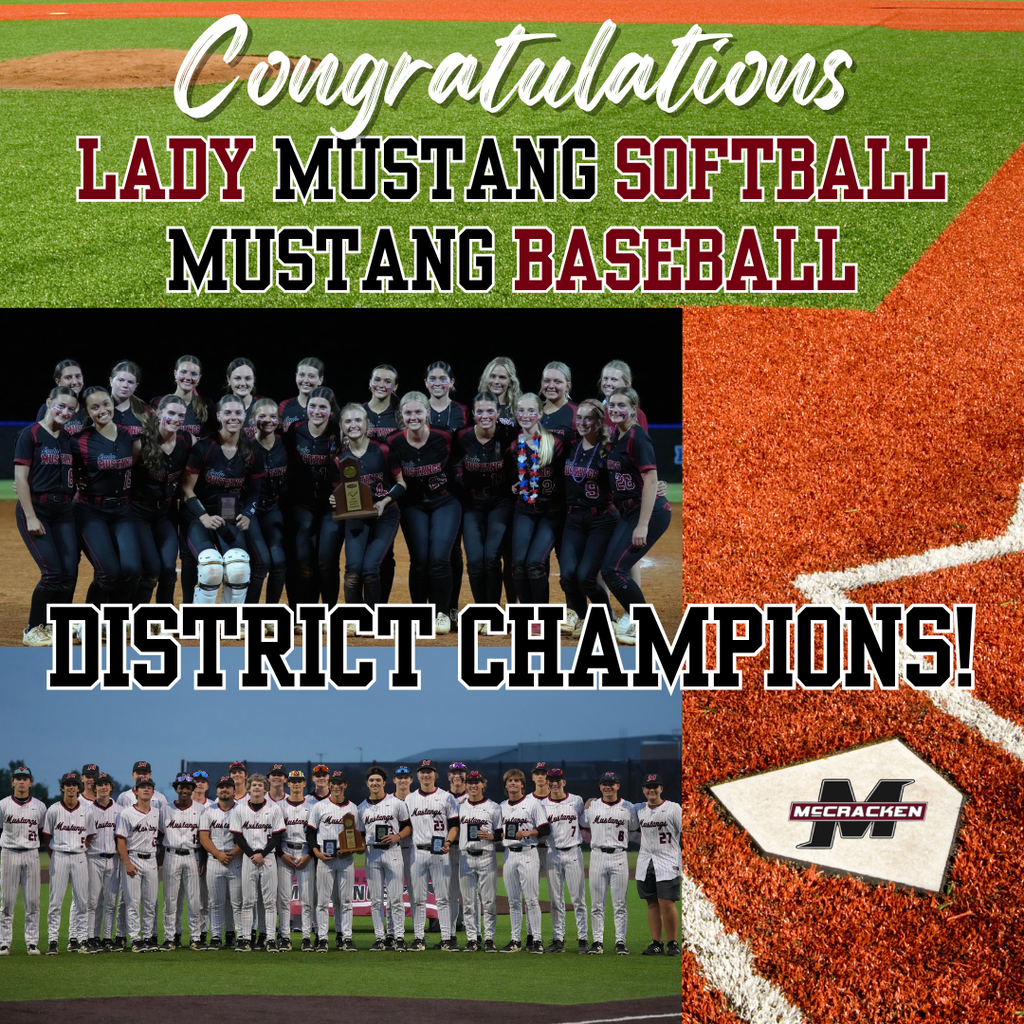 Congratulations to our Lady Mustang Softball Team and Mustang Baseball Team on being crowned 2026 District Champions! ⚾️🏆
