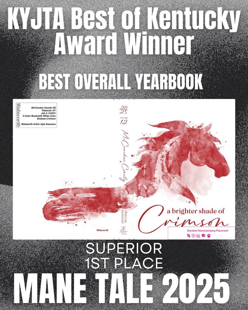 🏆📚 Congratulations to the McCracken Mane Tale Yearbook staff on their outstanding award-winning work! We are incredibly proud of these talented student journalists, photographers, designers, and editors who have dedicated countless hours to capturing the memories, stories, and spirit of McCracken County High School. Their hard work, creativity, and commitment to excellence have earned well-deserved recognition. A special congratulations to their teacher and advisor, Mrs. Stephanie Rathgeber,