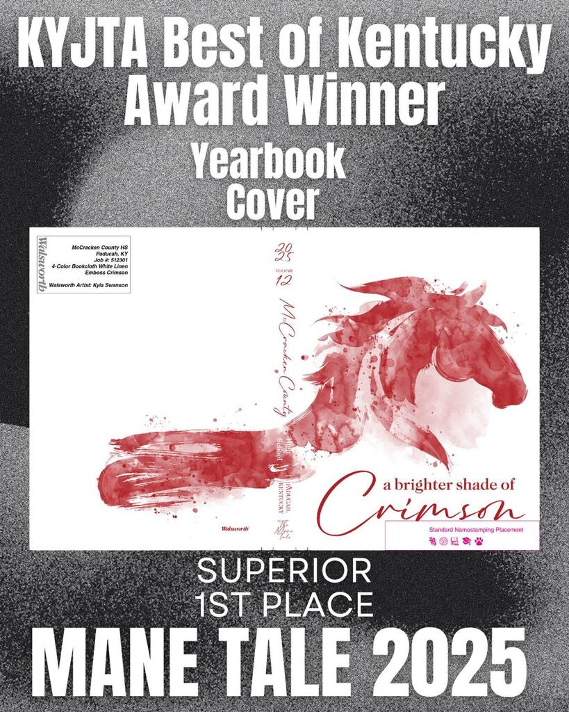 🏆📚 Congratulations to the McCracken Mane Tale Yearbook staff on their outstanding award-winning work! We are incredibly proud of these talented student journalists, photographers, designers, and editors who have dedicated countless hours to capturing the memories, stories, and spirit of McCracken County High School. Their hard work, creativity, and commitment to excellence have earned well-deserved recognition. A special congratulations to their teacher and advisor, Mrs. Stephanie Rathgeber,