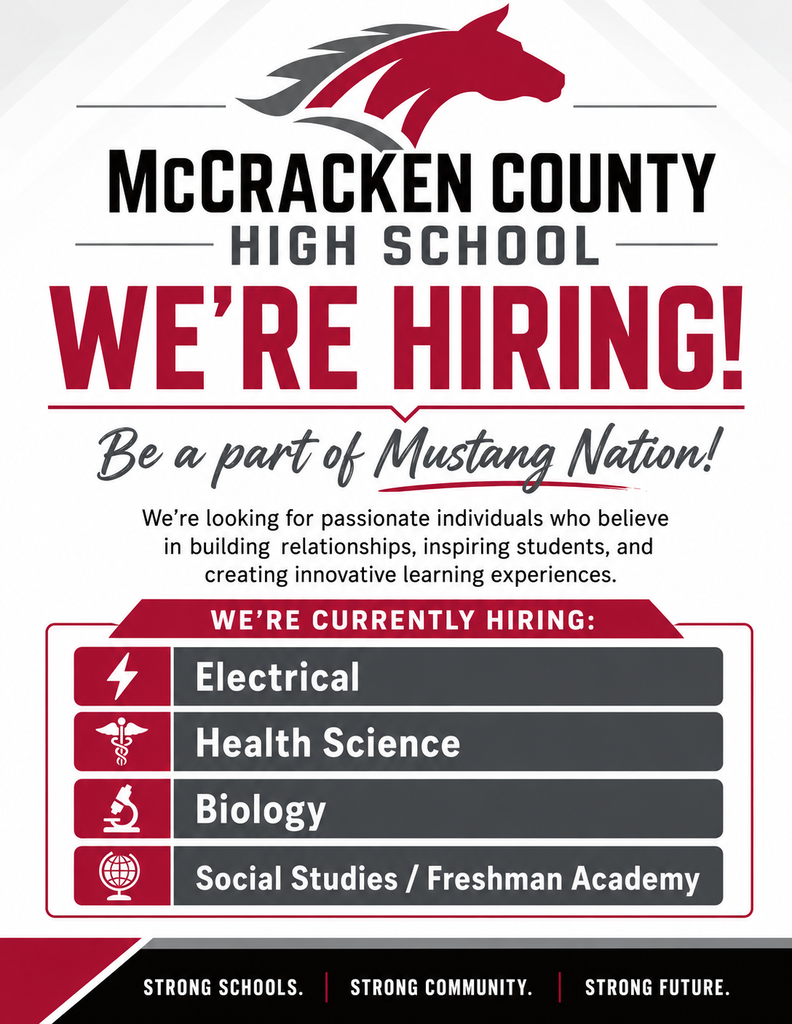 We are currently hiring teachers for: ⚡ Electrical 🩺 Health Science 🧬 Biology 📚 Social Studies / Freshman Academy