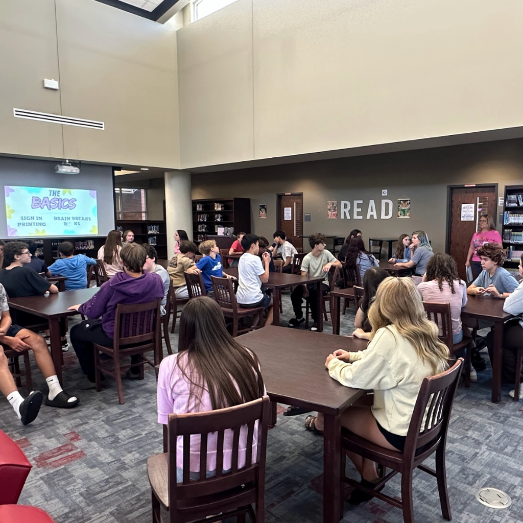 Students recently visited the Manchikanti Library for an orientation with Librarian Mrs. Wright, where they explored the many resources and services available, learned where to find what they need, and discovered how the library can support their learning throughout high school.