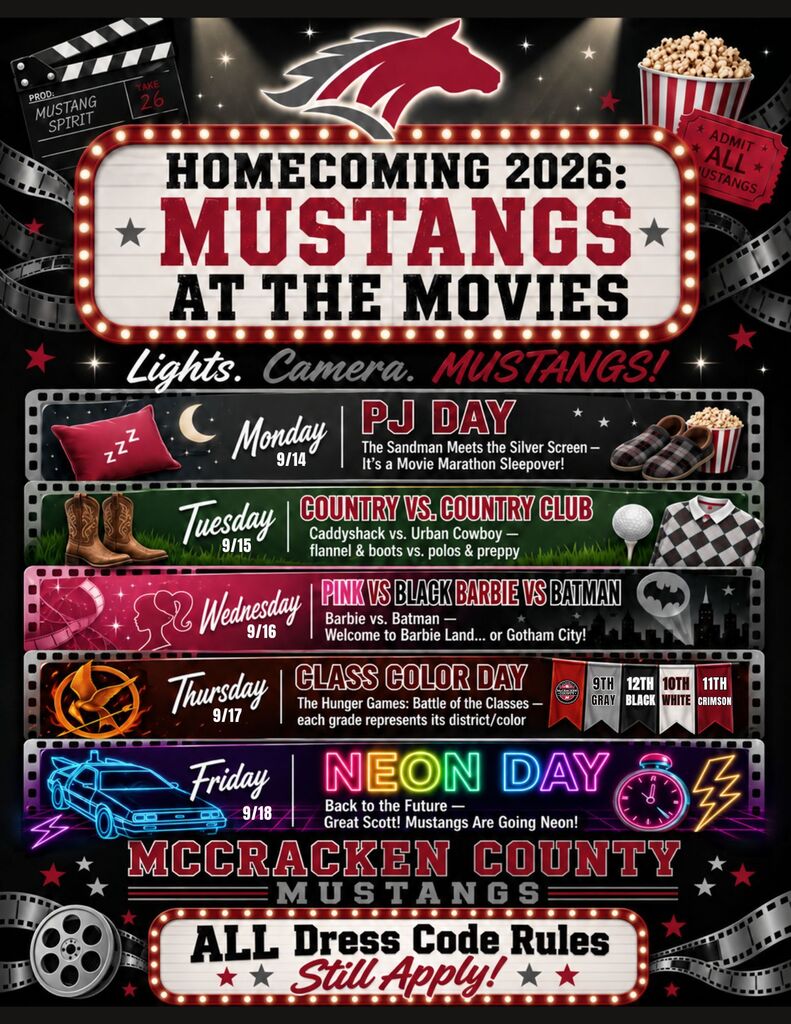 Homecoming Week: Next Week - Theme Mustangs at the Movies