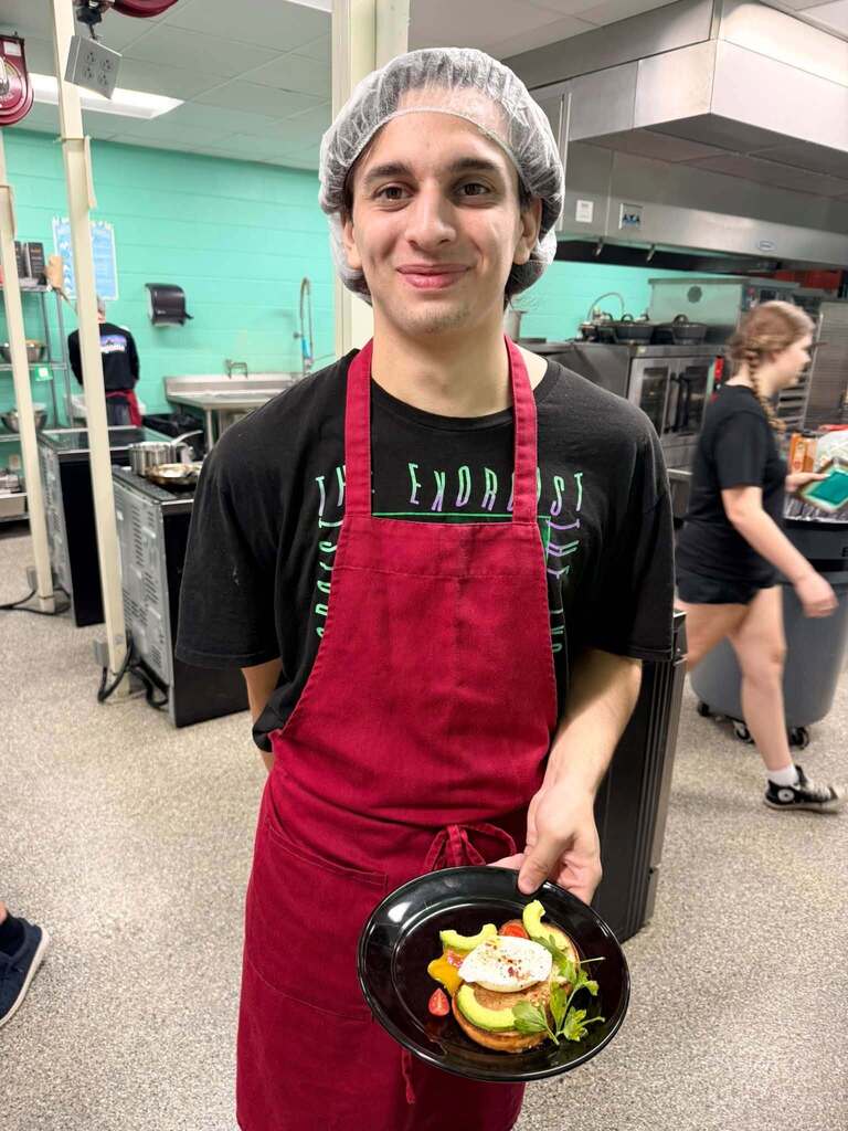 In Mrs. Woodruff’s Culinary 2 class, students tried poaching eggs for the first time while also practicing creative plating and garnishing.