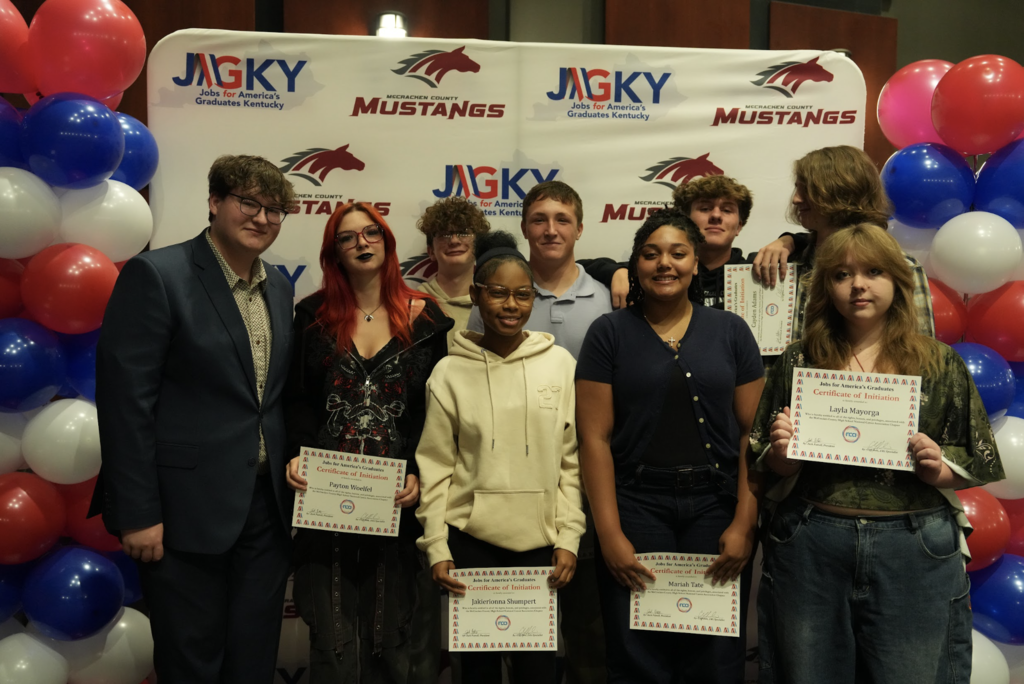 Before Fall Break, these outstanding Mustangs were officially initiated into the McCracken County High School JAG Program! We couldn't let this special milestone go by without giving them a well-deserved shout-out! 👏❤️🖤 JAG Kentucky (Jobs for America's Graduates) is dedicated to helping students succeed in high school and beyond! Through project-based learning, trauma-informed care, and connections with employers, JAG helps students build the skills, confidence, and opportunities they need for a successful future.