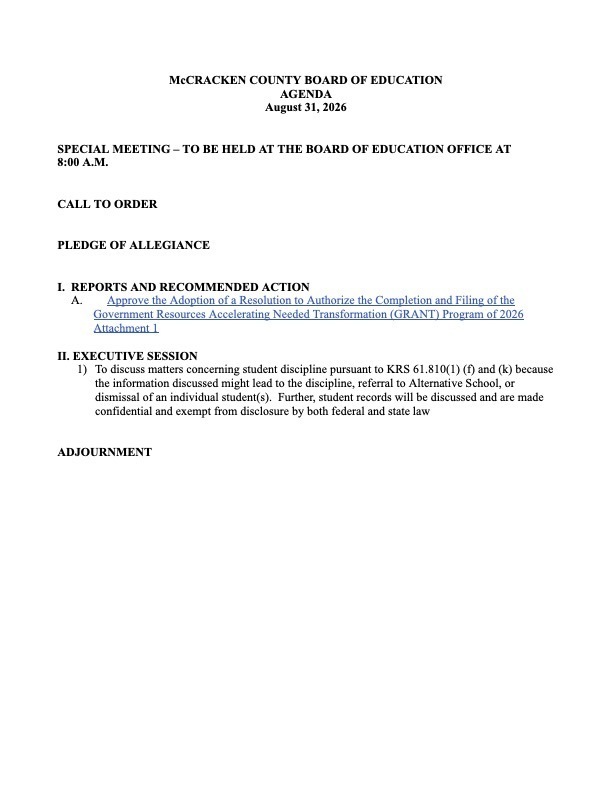 BOE Agenda