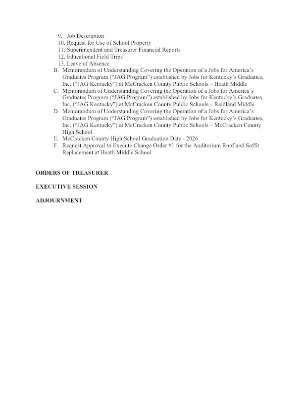 March 2026 BOE Agenda