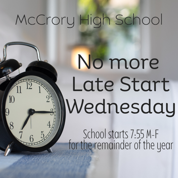 No late start wednesday.