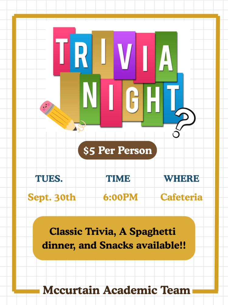 Trivia Night Poster giving information
