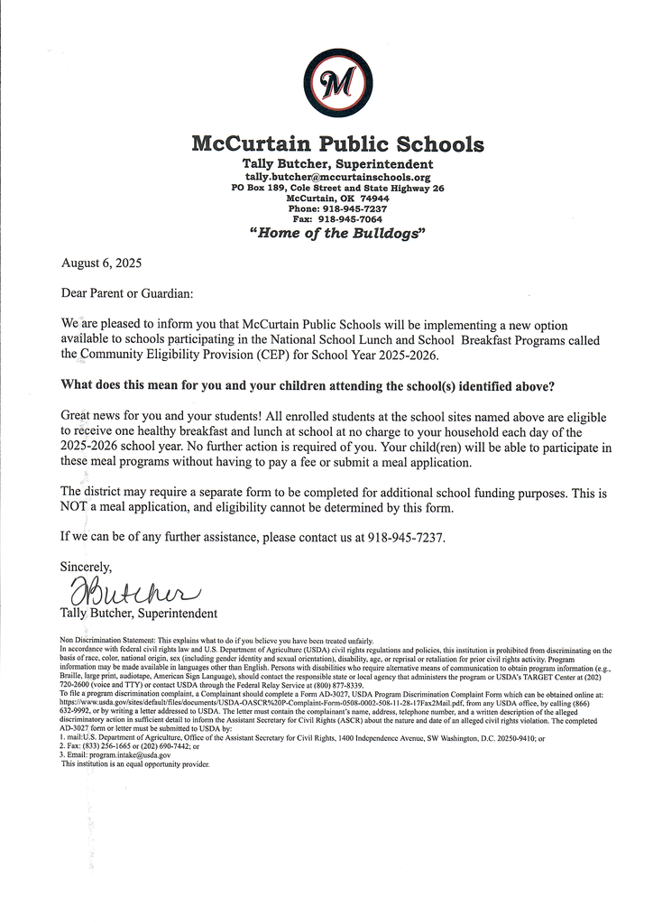 CEP Letter to Families