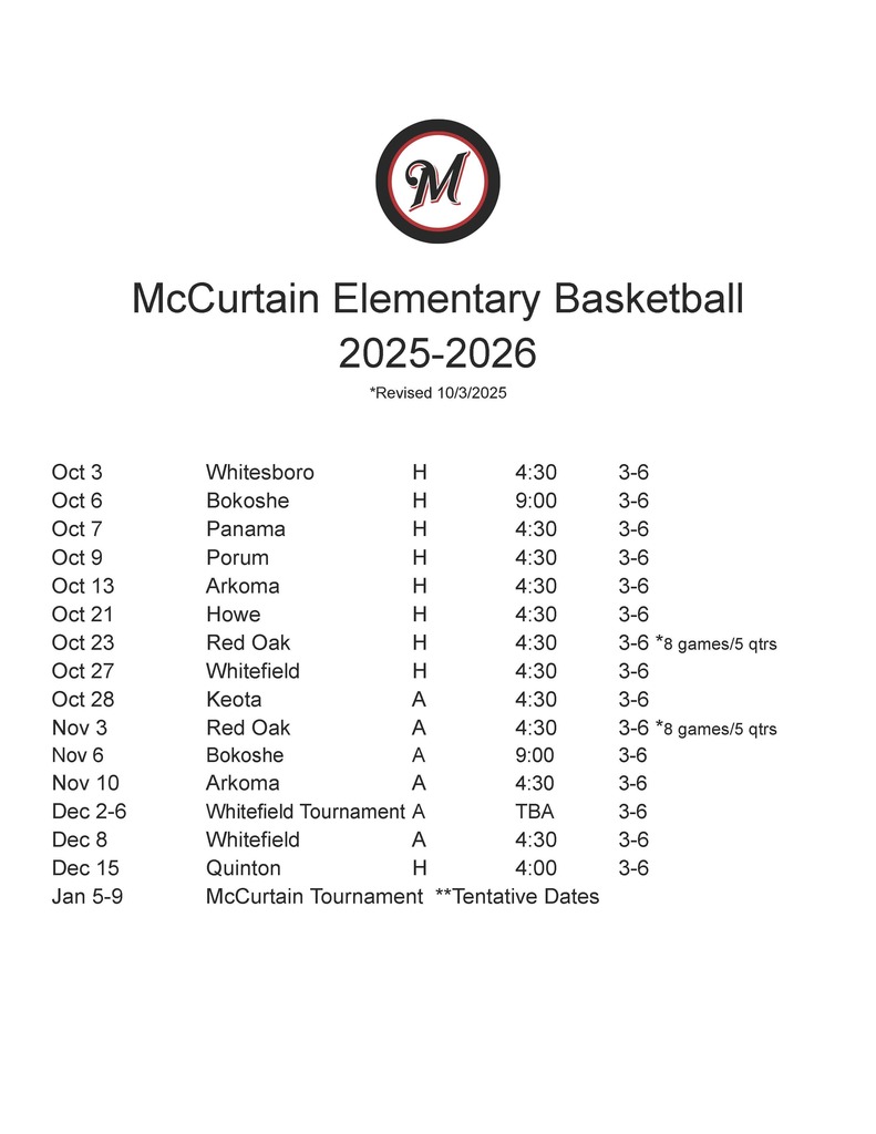 Updated Schedule.