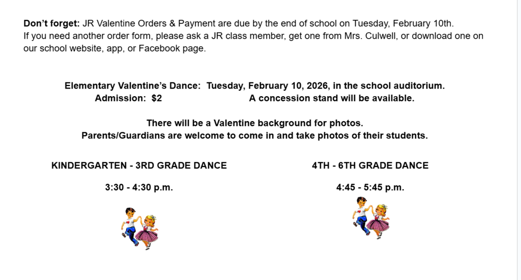 JR Class Valentine's Reminder