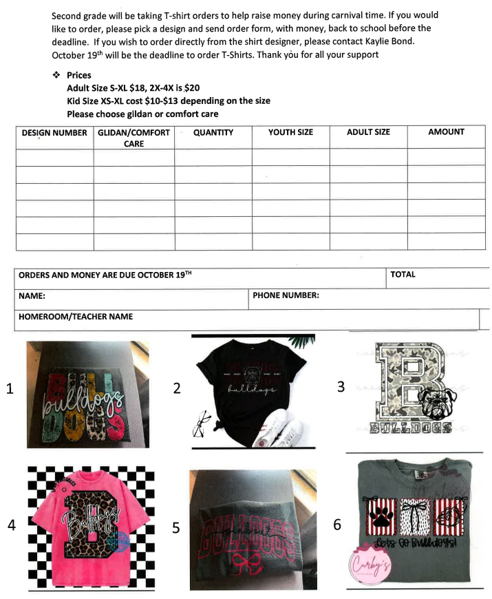 2nd grade tshirt sales