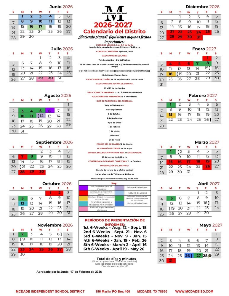 2026-2027 School Calendar