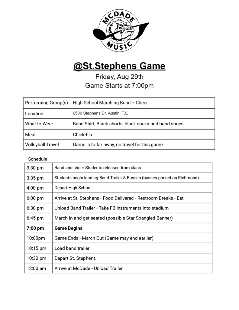 St. Stephens Travel Schedule