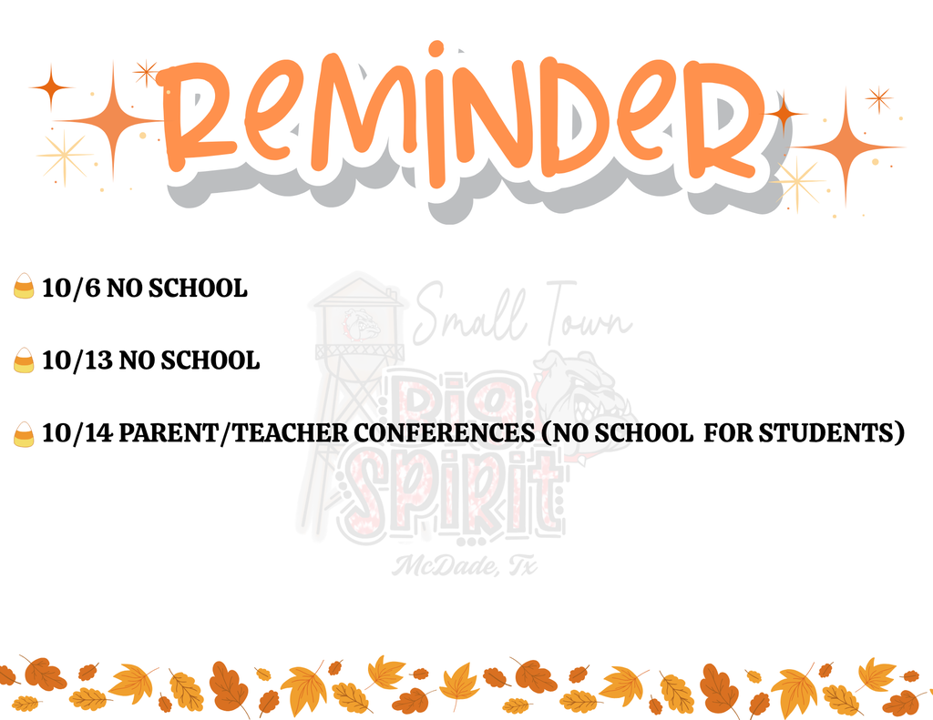 October No School Reminder Dates