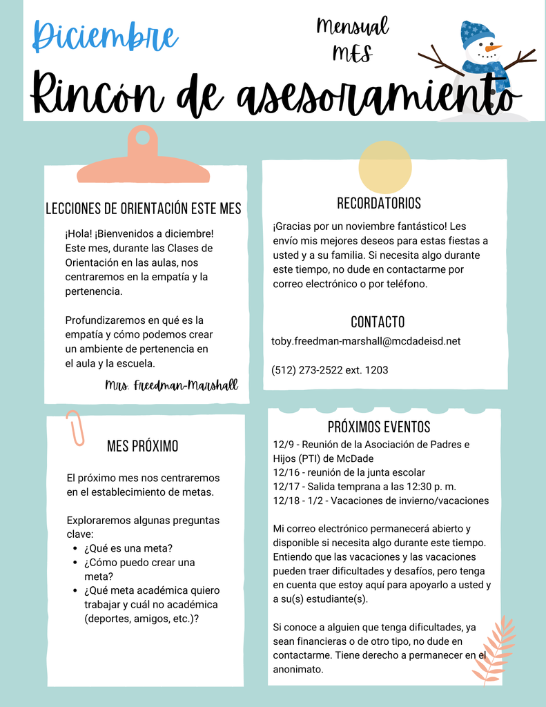 December counseling corner