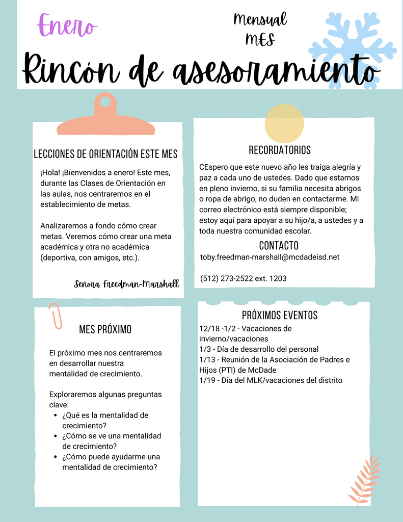 January counseling corner