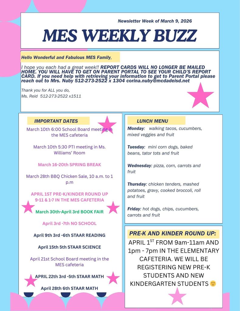 MES WEEKLY NEWSLETTER