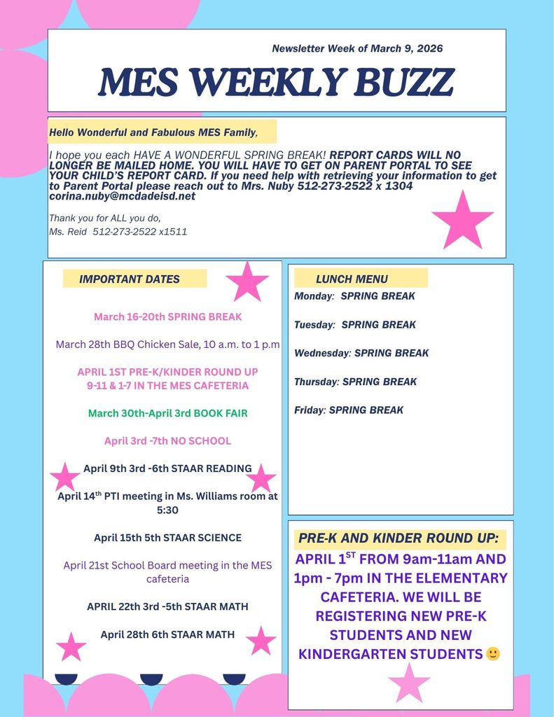 MES WEEKLY NEWSLETTER