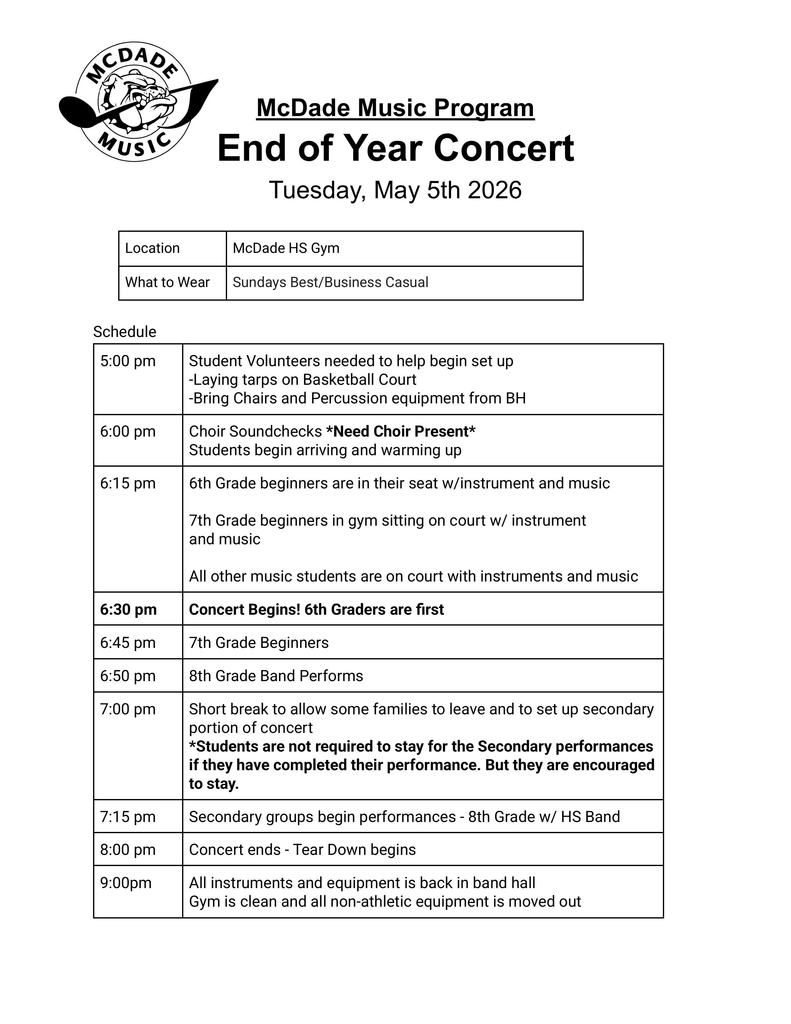 End of year concert 2