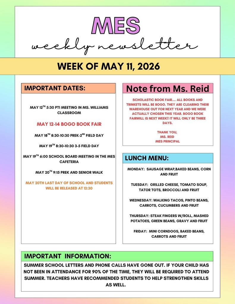 MES WEEKLY NEWSLETTER