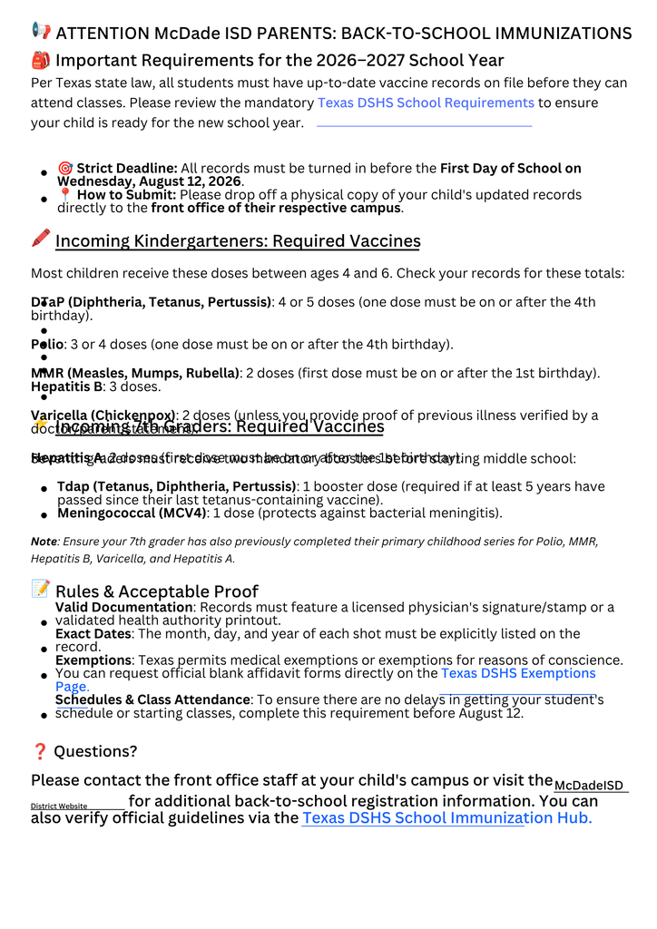Immunization Information