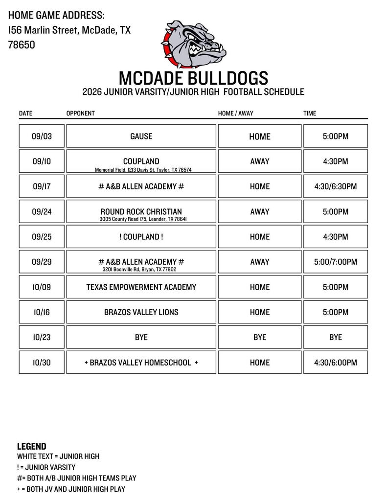 jr high/jv football