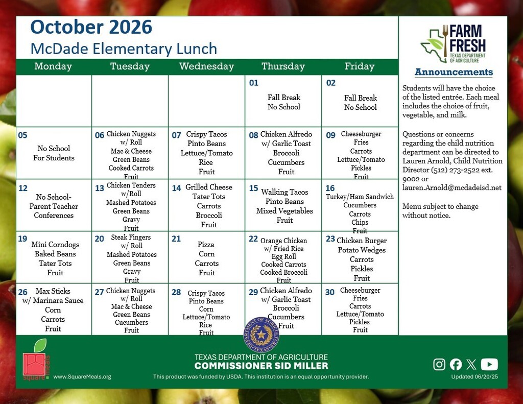 Oct Lunch Elem