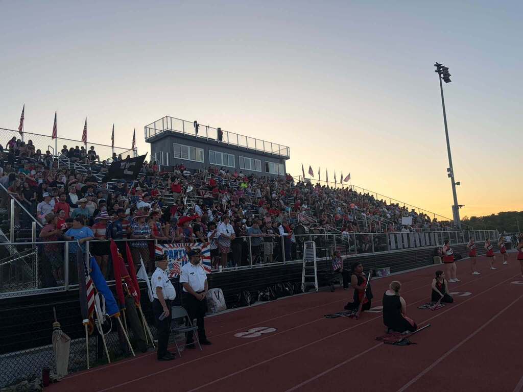 stands at sunset