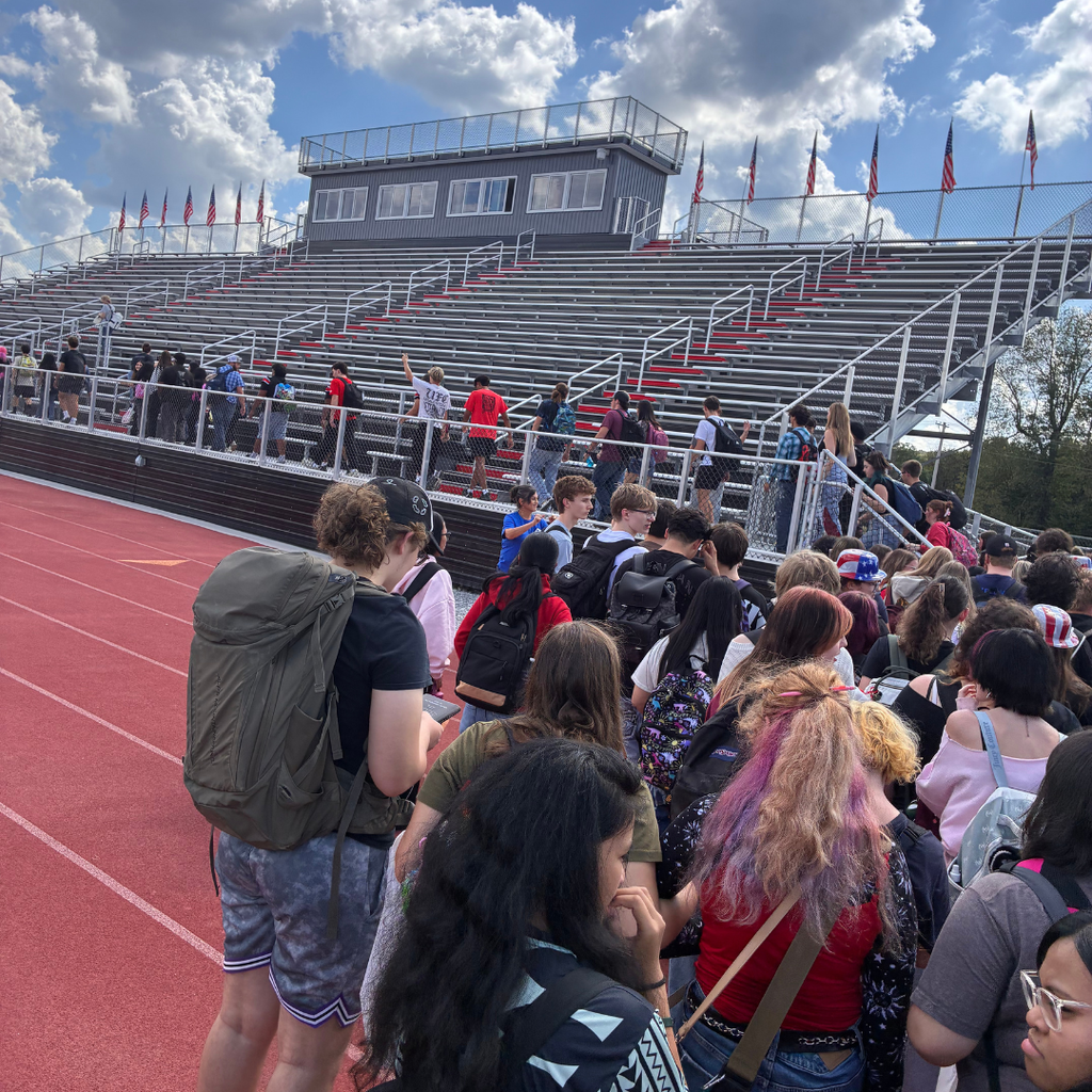 kids going into stands