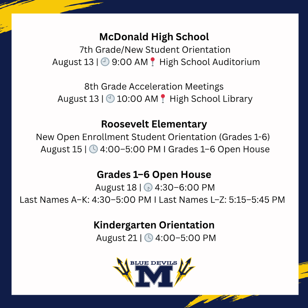 Orientation Dates McDonald 