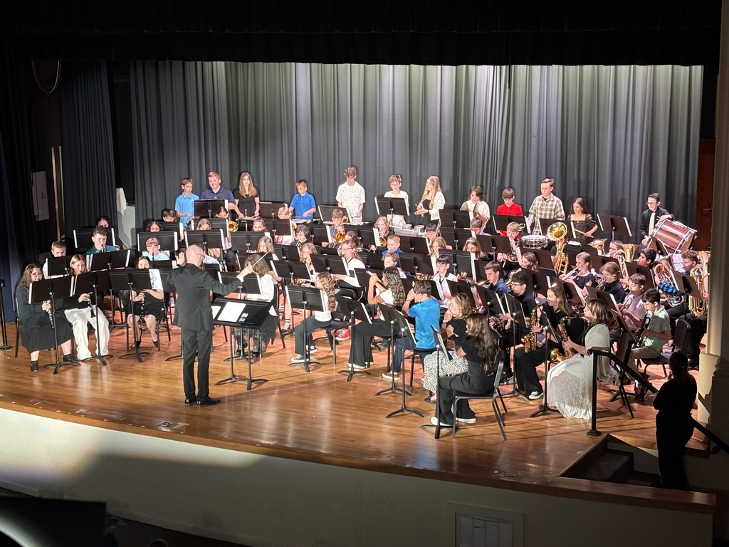 🎶 Excellent job to our 5th & 6th Grade Band students on a fantastic concert performance! 👏🎵 We are so proud of all your hard work and dedication. Keep up the great work! 🎶💙 A special thank you to Mr. & Mrs. Hill and Miss Snowden for all of their hard work and support!