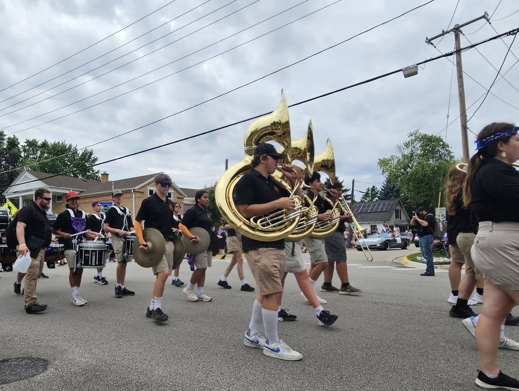 Marching band on the street with instruments