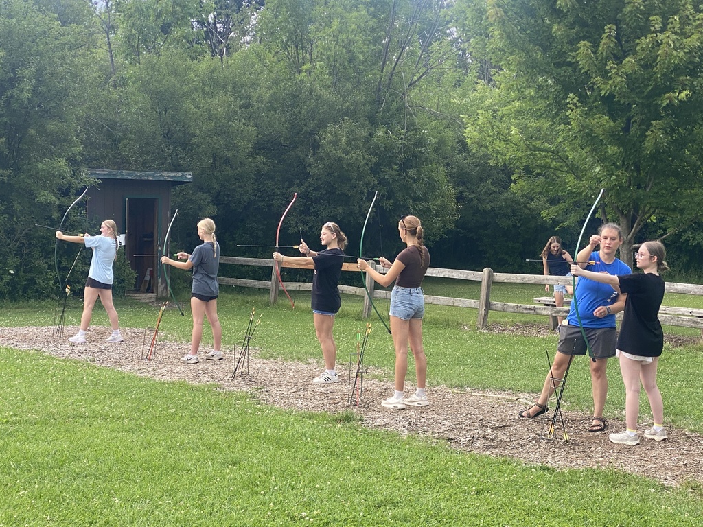 Students doing archery