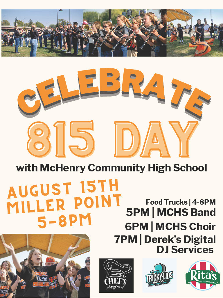 815 day flyer with photos of band and choir