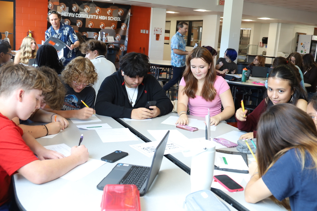 Students writing letters