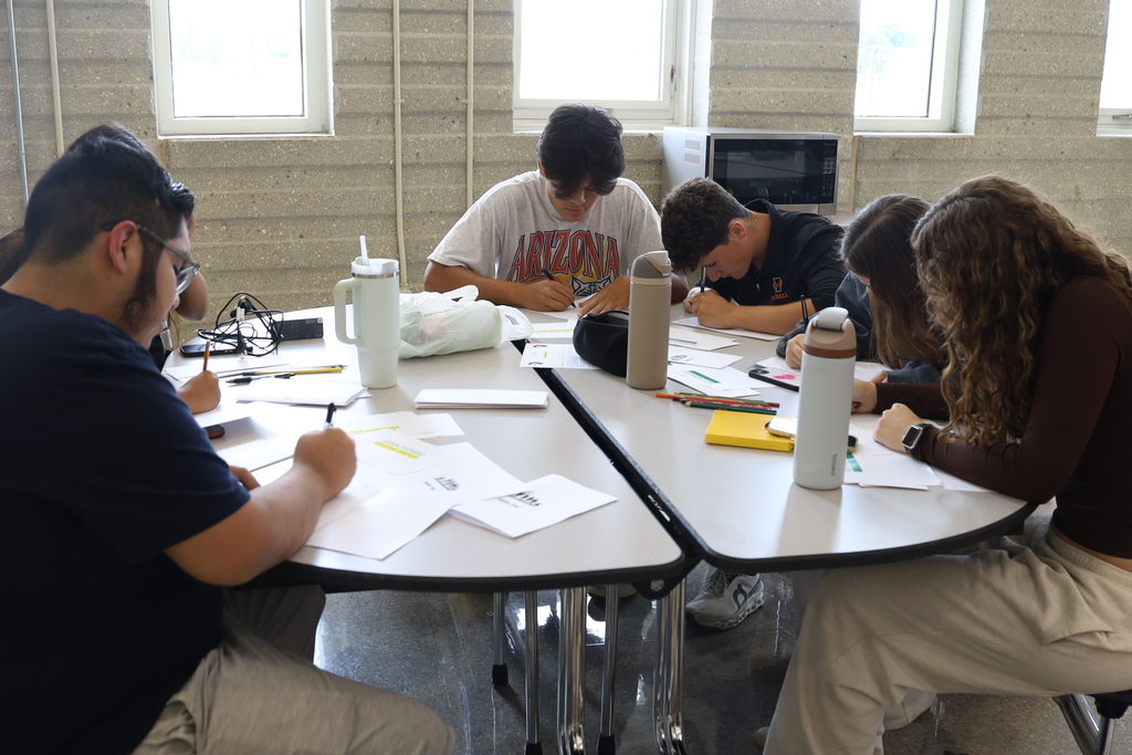 Students writing letters