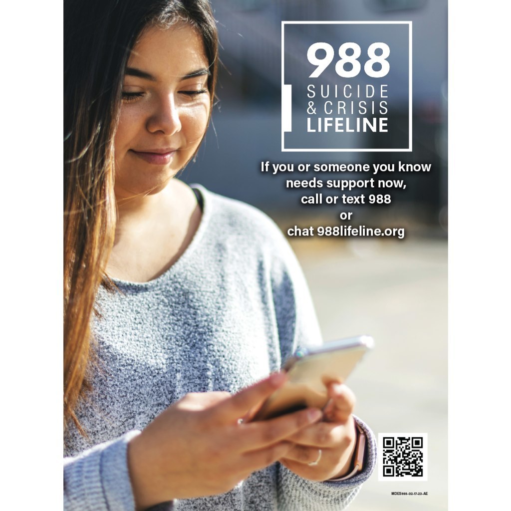 988  Suicide and Crisis Lifeline If you or someone you know needs support now, call or text 988 or chat 988lifeline.org
