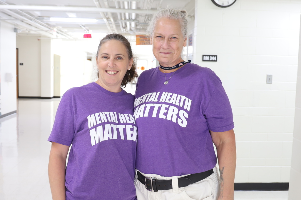 Staff wearing shirts that say Mental Health Matters