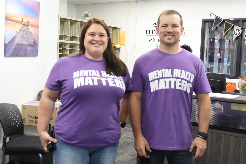 Staff wearing shirts that say Mental Health Matters