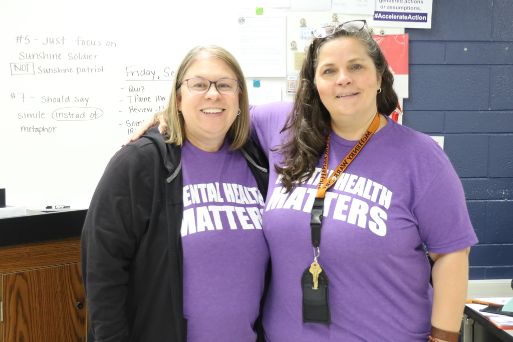 Staff wearing shirts that say Mental Health Matters