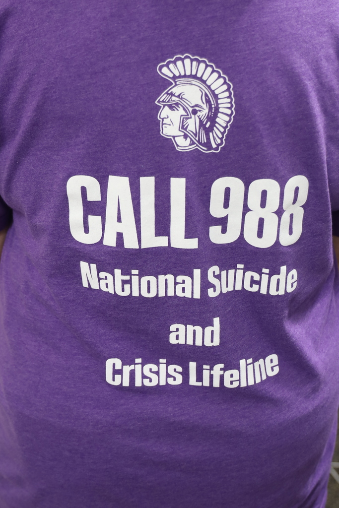 Back of shirt: Cal 988 National Suicide and Crisis Lifeline